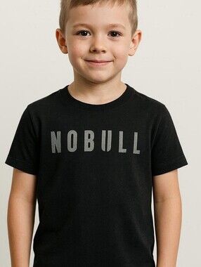 NOBULL Kids Black Crew Neck Logo Tee-SM